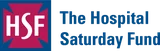 The Hospital Saturday Fund logo featuring a pink and purple square with "HSF" and the organization's full name in blue text.