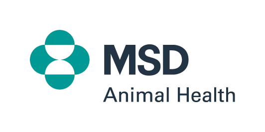 MSD Animal Health logo featuring a teal geometric symbol with four overlapping circles and company name text.