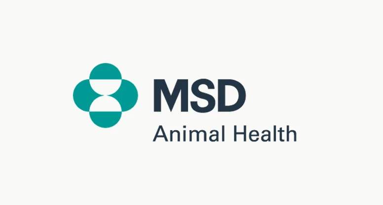 MSD Animal Health logo featuring a teal geometric symbol with four overlapping circles and the company name in dark text.